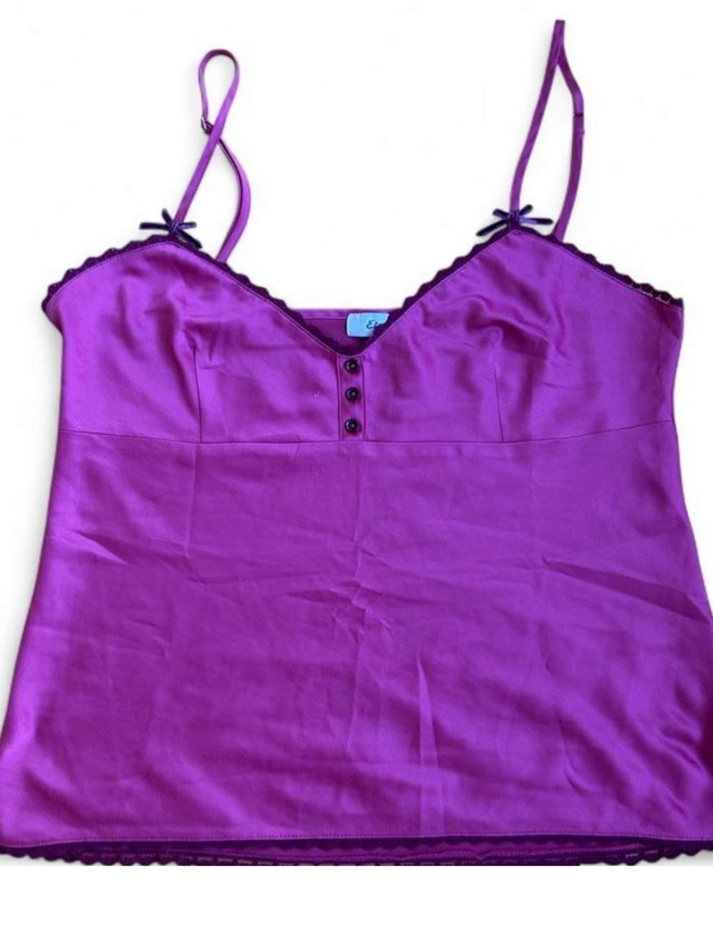 Purple lace trim cami top with bow detail